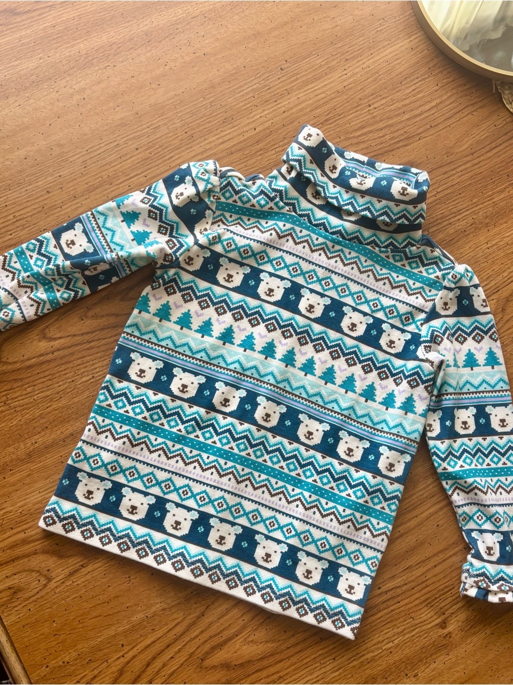 Gymboree Teal & Blue Polar Bear Turtleneck Top